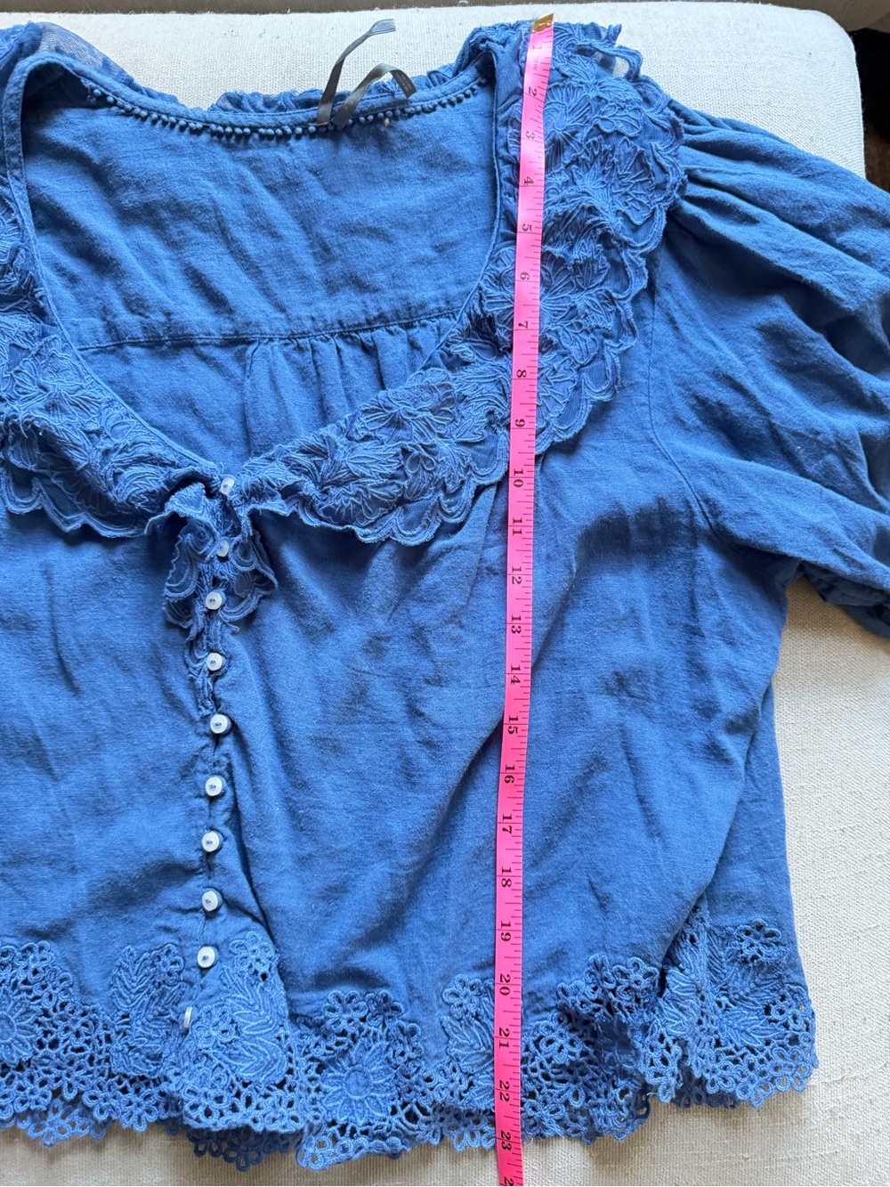 Linen Blend Lace-Collar Blouse - Picture 6 of 9